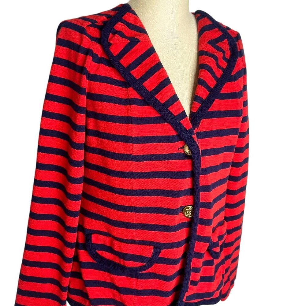 CAbi Red and Navy Striped Blazer